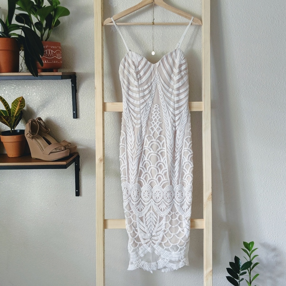 Boohoo White Midi Bodycon Dress